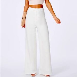 White wide legged pants